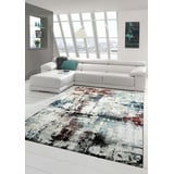 Designer Teppich Moderner Teppich Wohnzimmer Teppich Kurzflor Teppich Meliert Splash Design Türkis Creme Braun Multi Größe 160x230 cm