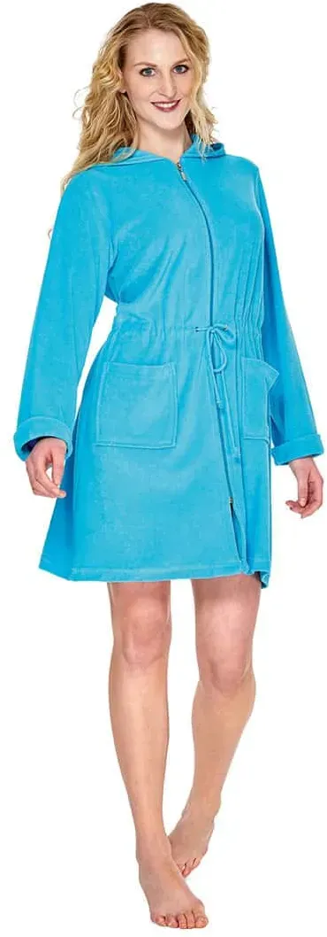 wewo fashion Damen Kapuzenmantel 031 mit Reißverschluss XL | türkis - blau