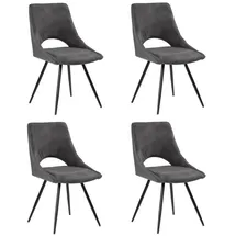 PRO.COM Esszimmerstuhl 4er Set Grau Schwarz - Kunstleder - Mikrofaser - Metallgestell - 4er Set