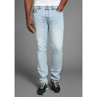 Bruno Banani Straight-Jeans »Hutch« gerade Beinform, teilweise mit modischen Destroyed-Effekten, blau