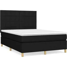 vidaXL Boxspringbett mit Matratze Schwarz 140x200 cm Stoff
