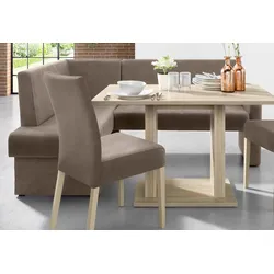 Eckbank HOME AFFAIRE "Umag", braun (schlamm), B:190cm H:89cm T:140cm, Massivholz, Holzwerkstoff, Polyester, Sitzbänke, Sitz und Rücken gepolstert, verschiedene Qualitäten