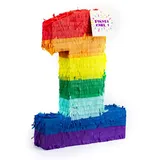 Trendario Pinata Zahl 1, Pinjatta zum Befüllen mit Süßigkeiten und Geschenken - Piñata für Kindergeburtstag Spiel, Geschenkidee, Party, Hochzeit