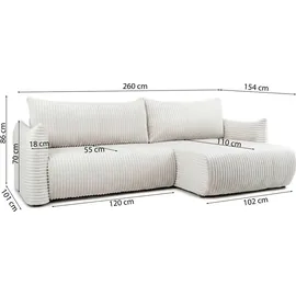 Fun Möbel Ecksofa Schlafsofa Stoff 2-Sitzer Grün