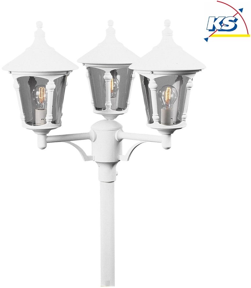 Konstsmide 3er Set Leuchtenkopf / Kandelaber, VIRGO, 1-flammig, 3x E27 max. 100W, Weiß, Aluminium / Rauch-Acrylglas KON-573-250