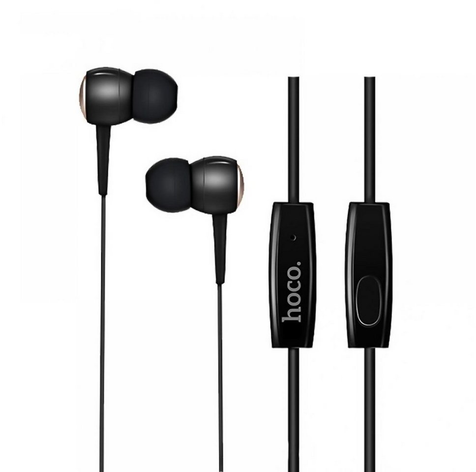 HOCO M19 Drumbeat 3,5mm Klinke Smartphone-Headset (Köpfhörer Klinke 3.5 mm Headset mit Mikrofon In Ear Beat) schwarz