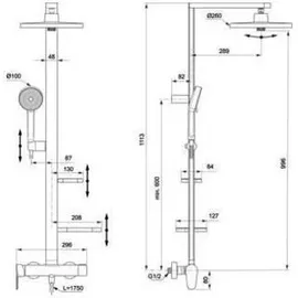 Ideal Standard Alu+ Duschsystem mit Brausearmatur, FirmaFlow-Kartusche, 2 Ablagen, Silk Black