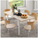 Homcom Esstisch Erweiterbarer Küchentisch Esszimmertisch Für 6 Personen, Wohnzimmertisch Für Esszimmer, Küche, Stahl, Braun, 110-160 X 70 X 76 Cm - Homcom