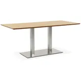 KADIMA DESIGN Tisch mit Stahlgestell & Holzplatte. Beige. 180x90x75 cm