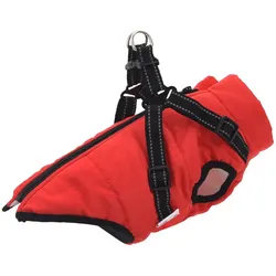 Hundemantel mit Geschirr Wasserdicht Reflektierend Rot 2XL