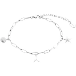 s.Oliver Damen Fußkette 2034574 Edelstahl Seestern, Walflosse, Muschel