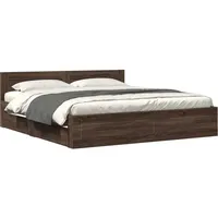 VidaXL vidaXL, Bettgestell mit Kopfteil Braun Eichen-Optik 200x200 cm)