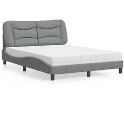 Bett mit Matratze – Hellgrau, 140x190 cm, Stoff – Komfort & modernes Design