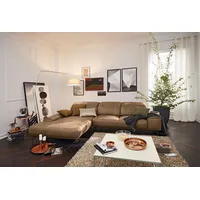 Musterring Wohnlandschaft MUSTERRING "MR 2490 Ecksofa mit erstklassigem Sitzkomfort, Long-Life-Leder", braun (fango, b), B:342cm T:207cm, Sofas, Wohnlandschaft, Bronze-Fuß, Sitzhöhe 48cm, wahlweise mit Funktionen, Maße 342 x 207 cm