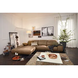Musterring Wohnlandschaft MUSTERRING "MR 2490 Ecksofa mit erstklassigem Sitzkomfort, Long-Life-Leder", braun (fango, b), B:342cm T:207cm, Sofas, Wohnlandschaft, Bronze-Fuß, Sitzhöhe 48cm, wahlweise mit Funktionen, Maße 342 x 207 cm