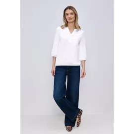 STREET ONE Tunikashirt STREET ONE, Damen, Gr. 46, weiß, Web, 100% Baumwolle, unifarben, comfort fit normal, Rundhals, elastischer Bund, Shirts, mit 3/4 Ärmeln