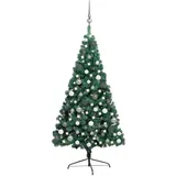 vidaXL Künstlicher Halber Weihnachtsbaum mit LEDs & Kugeln Grün 240 cm