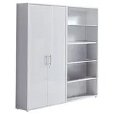 BMG Möbel Office Edition Büroschrank 1 hoch 0,80 x 0,40 x 1,80 grau/weiß