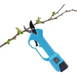 Blau Elektrische Gartenschere aus SK5-Stahl und Nylon mit Lithium-Akku, Tragbare Akku-Elektroschere Astschere mit Bürstenlosen Motor, Akkubetriebene Gartenschere (Schnittdurchmesser 25 mm)