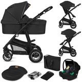 lionelo BIANKA Kinderwagen 3 in 1 bis 22 kg Babywanne Autositz, Zusammenlegbar, Reise-System, Einstellung der Rückenlehne, Räder 360 Stoßdämpfer, Verdeck XXL