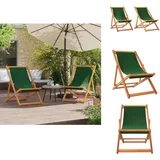 Klappbare Strandstühle 2 Stk. Grün Stoff - Strandstuhl - Gartenstuhl - Campingstuhl - Liegesessel - Klappbarer Stuhl
