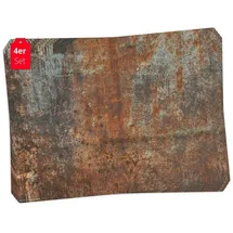 Tischsetmacher Tischsets | Platzsets abwaschbar – Rost Optik Metall grau-orange – aus Premium Vinyl (Kunststoff – BPA-frei) - 4 Stück - 44 x 32 cm - rutschfeste Tischdekoration!