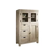 Massivmoebel24 Vitrine Akazie 90 x 45 x 148 cm Beige/Weiß
