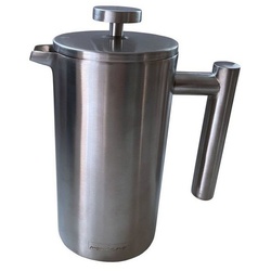 monkano French Press Kanne Monza Edelstahl 800 ml, 0,8l Kaffeekanne silberfarben