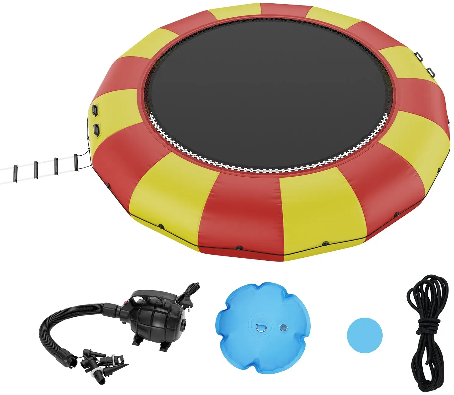 VEVOR Aufblasbarer Wassertrampolin Leiter, Wasserdichte, Abriebfeste, Langlebige Wassertrampoline 5,18 m Großen Sprungfläche, Sprungplattform-Wasserpark Pool Trampolin, Spielzeuge Gelb