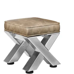 JUANA | Bistro Sitzhocker | B:H 40 x 51cm | Edelstahl/ Taupe
