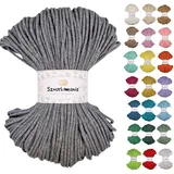 Sznurkomania, Geflochtene Baumwollkordel 3mm 100m, 46 Farben, Häkelkordel, Makramee Kordel, Makramee Garn, Premium Garn, Makramee Seil, (Dunkelgrau)