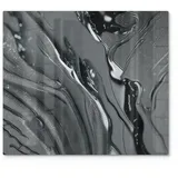 deqori Herdblende-/Abdeckplatte 'Metallische Flusslinien', Glas, (1 tlg), Herdabdeckplatte Ceranfeld Herd Platte Abdeckung Glasplatte grau|silberfarben