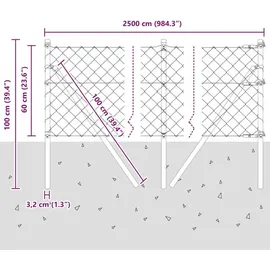 vidaXL Zaunpfosten 60 x 250 cm Silber/Stahl