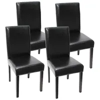 Mendler 4er-Set Esszimmerstuhl Stuhl Küchenstuhl Littau - Kunstleder, schwarz