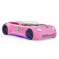 Xlmoebel Autobett Rosa Autobett für Mädchen mit LED-Lichtern und Soundeffekten, Made in Europa rosa