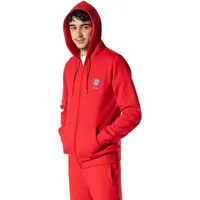 FC Bayern München ZipIHoodie Essential für Herren (Größe M, Rot) I Kapuze mit Kordelzug & gesticktem Logo I Sportbekleidung mit durchgehendem Reißverschluss I Offiziell lizenziert - M