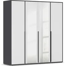 Rauch Drehtürenschrank RAUCH "Kleiderschrank Schrank Garderobe Wäscheschrank NAGATA mit Spiegel", grau (graumetallic, alpinweiß), B:187cm H:194cm T:53cm, Holzwerkstoff, Schränke, Drehtürenschrank, und modernen Stangengriffen in Graumetallic TOPSELLER MADE IN