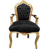 Casa Padrino Barock Esszimmerstuhl Baumwolle Schwarz/Gold