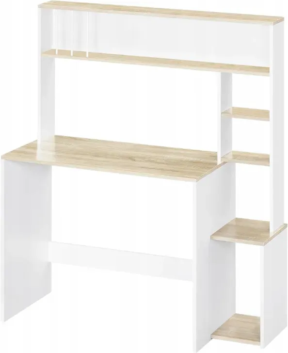 ESITURO Computertisch-Erweiterung mit offenen Regalen 45 x 113 x 139 cm Weiß