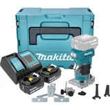 Makita DRT 52 SFJ Akku Kantenfräse 18 V 6 mm Brushless + 2x Akku 3,0 Ah + Ladegerät + Makpac