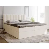 GrainGold Boxspringbett Mocca 140x200 - Bett mit Matratze und Topper - Boxspringbett mit Bettkasten und Matratze - Boxspringbett Beige (Royal 02) - Beige