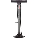 Dunlop Fahrradpumpe 12Bar - Luftpumpe für Dunlop-/Schrader-/Französisches Ventil - Standluftpumpe mit Adapter - Schwarz