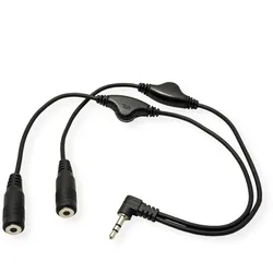 ROLINE Lautsprecher-Y-Kabel, 3,5mm (Stecker, 2x Buchse), mit Volumenregler