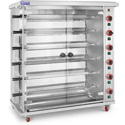 Hähnchengrill Gas - 6 Spieße - mit Beleuchtung und Rädern - Royal Catering RCGCG-30