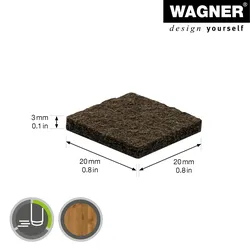 WAGNER Filz Pad 24tlg. - 20 x 20 x 3 mm, selbstklebend, braun, für Filzgleiter, Schutzpads oder zum Basteln - 15172199