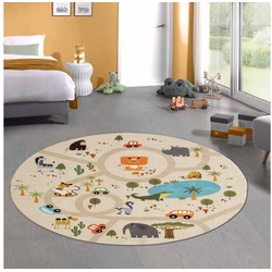 Kinderteppich Kinderteppich Spielteppich Safari / Straßen rutschfest beige, Teppich-Traum, quadratisch beige|braun quadratisch - 200 cm x 200 cm