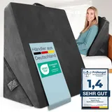 maxVitalis Multifunktions-Keilkissen Rückenkissen Kniestütze Beinablage Venenkissen für Couch und Sofa, Lesekissen, Größe B55 x H56 x L30,5 cm, schwarz, (ohne Nackenrolle)