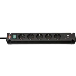 Bremounta Steckdosenleiste 5-fach, USB-Ladefunktion, 90° Steckdosen, schwarz