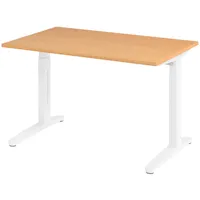 Bümö Schreibtisch Buche, Weiß, Nachbildung,Buche, Rechteckig, 120x74x80 cm, FSC
