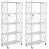 FOXSPORT Standregal mit Rollen, 1er-Packung, Komplett-Set, Traglast von 20 kg pro Ebene, mit 5 Ablagen, Schwerlastregal, Küchenregal, 72x37x163cm weiß